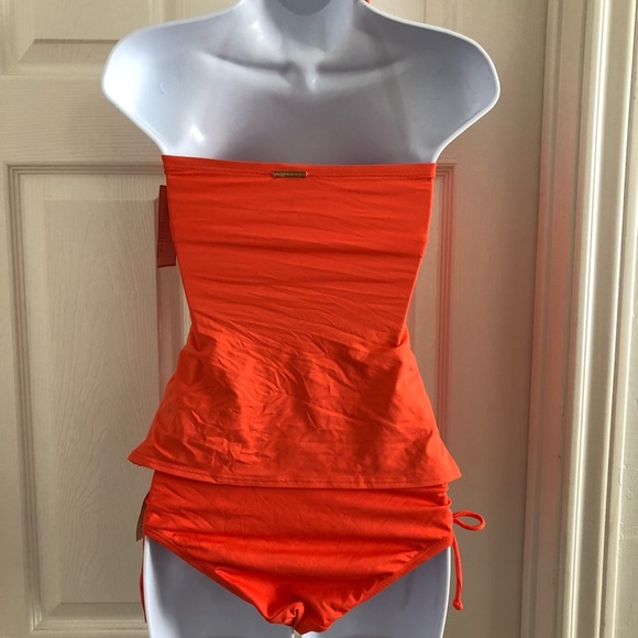 NWT Michael Kors Coral Bandeau Tankini XS - Picture 4 of 7